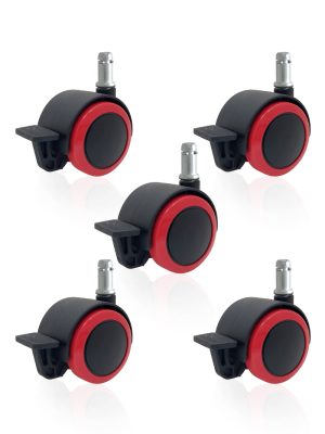 【剎車PU輪】5公分系列-型號5007-杯口14mm（1組5入)：圖片 5