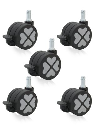 【電競椅專用PU輪】幸運草系列-型號60L1-杯口23mm-煞車（1組5入)：圖片 2