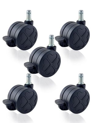 【電競椅專用PU輪】幸運草系列-型號60L1-杯口23mm-煞車（1組5入)：圖片 3