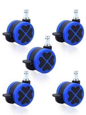 【電競椅專用PU輪】幸運草系列-型號60L1-杯口23mm-煞車（1組5入)：圖片 4