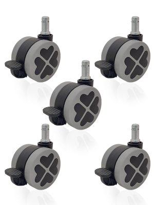 【電競椅專用PU輪】幸運草系列-型號60L1-杯口23mm-煞車（1組5入)：圖片 5