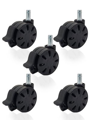 【電競椅專用PU輪】F1系列-型號65F1-杯口28mm-煞車（1組5入)：圖片 2