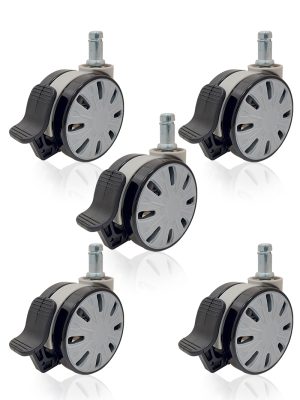 【電競椅專用PU輪】F1系列-型號65F1-杯口28mm-煞車（1組5入)：圖片 3