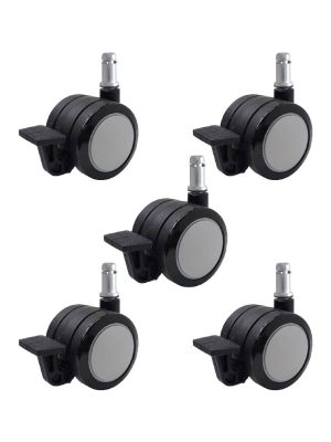 【剎車PU輪】5公分系列-型號5007-無上蓋款-杯口14mm（1組5入)：圖片 2