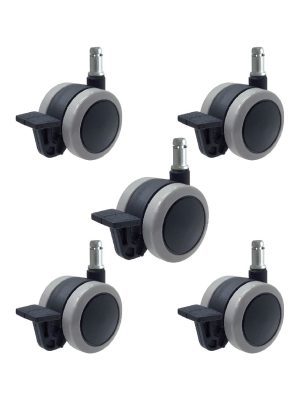 【剎車PU輪】5公分系列-型號5007-無上蓋款-杯口14mm（1組5入)：圖片 4