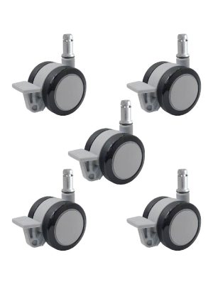 【剎車PU輪】5公分系列-型號5007-無上蓋款-杯口14mm（1組5入)：圖片 5